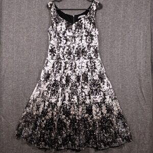 danny & nicole sleeveless floral lace fit & flare dress Danny & Nicole Floral Lace Overlay Sleeveless Fit and Flare Swing Dress 4P